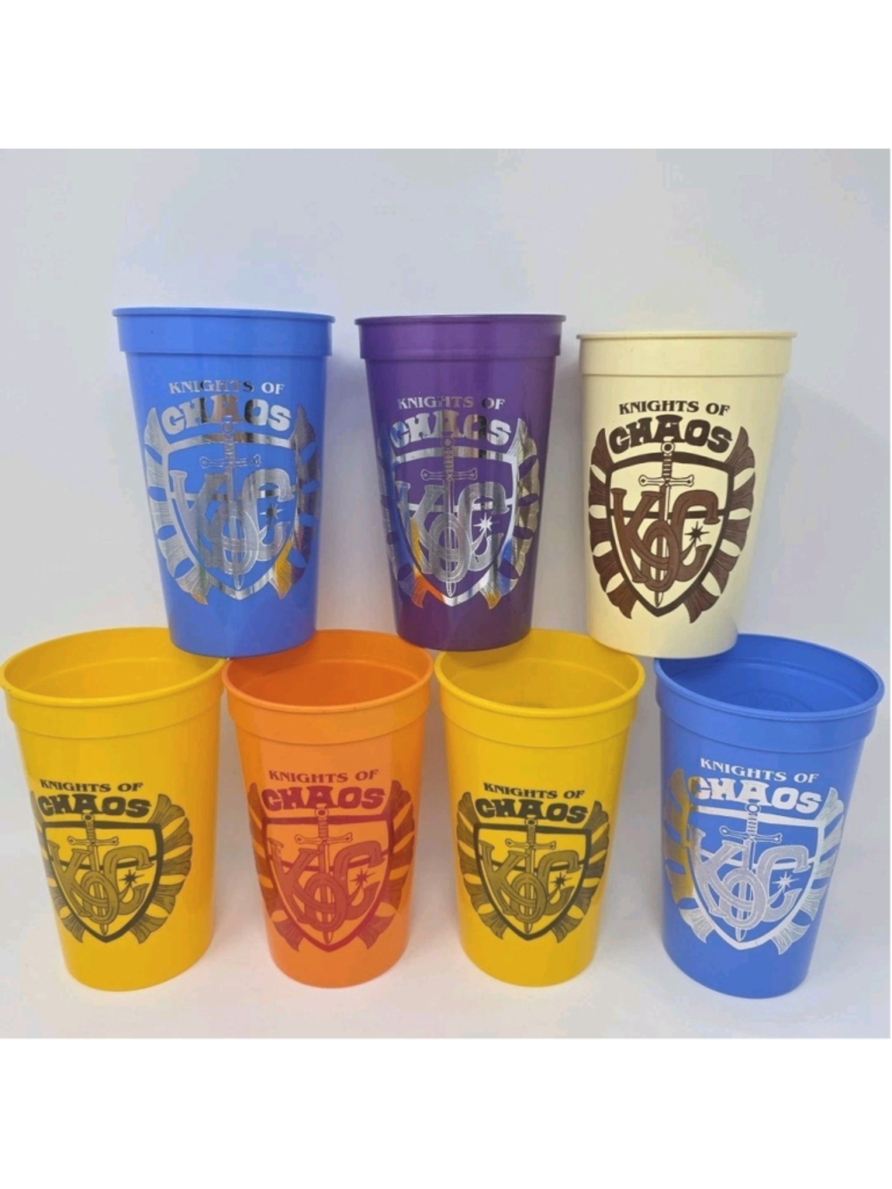 Knights Krewe Of Chaos Vtg Lot 7 Cups Mardi Gras New Orleans 2006 ONE BROKEN